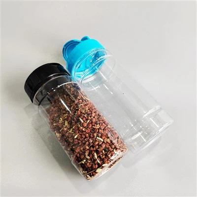 Plave plastične prozirne staklenke za začine s dvostrukim poklopcima od 16 oz